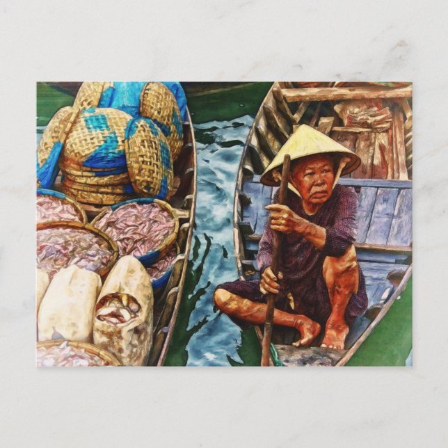 Carte Postale Pêcheur au Vietnam - Asie (Devant)