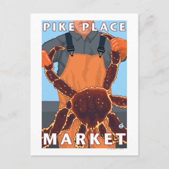 Carte Postale Pêcheur de crabe du roi - Marché Pike Place, Seatt (Devant)
