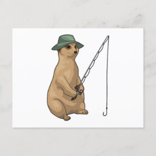 Carte Postale Pêcheur de suricate canne à pêche