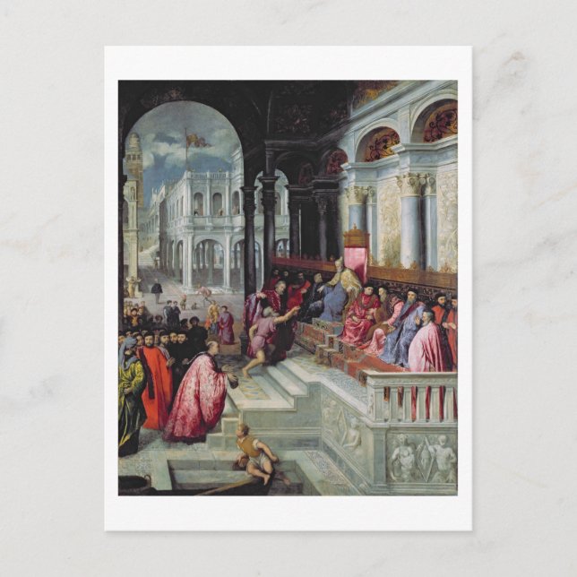 Carte Postale Pêcheur donnant l'anneau au chien de Venise (Devant)