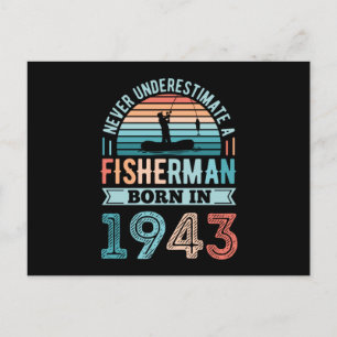 Carte Postale Pêcheur né 1943 Pêche 80e anniversaire Cadeau