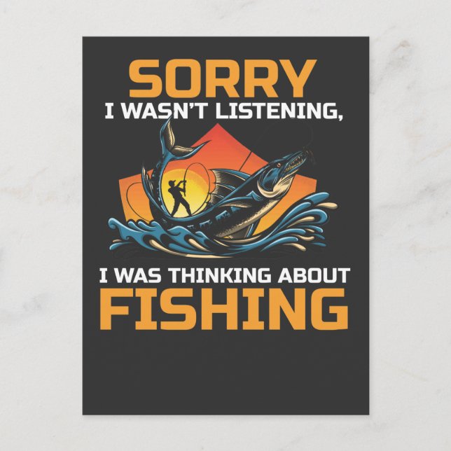 Carte Postale Pêcheur Sarcastique Ami Humour Poisson Amoureux (Devant)