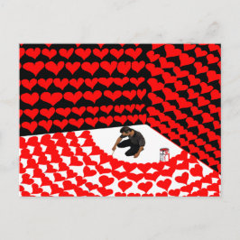 Carte Postale Peindre soi-même dans un coin avec des coeurs roug