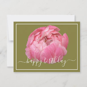 Carte Postale Peine rose avec Dew gouttes verte arrière-plan Ann