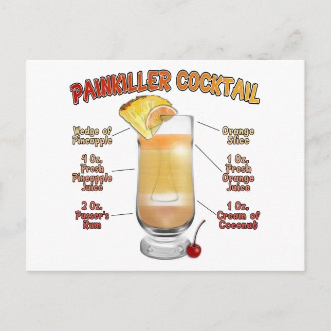 Carte Postale PEINKILLER Cocktail Recette Art (Devant)
