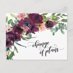Carte Postale Peint Floral Changement de plans Reporté Mariage