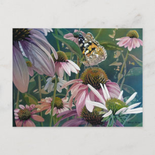 Carte Postale Peint Lady Papillon Conflowers Aquarelle Art