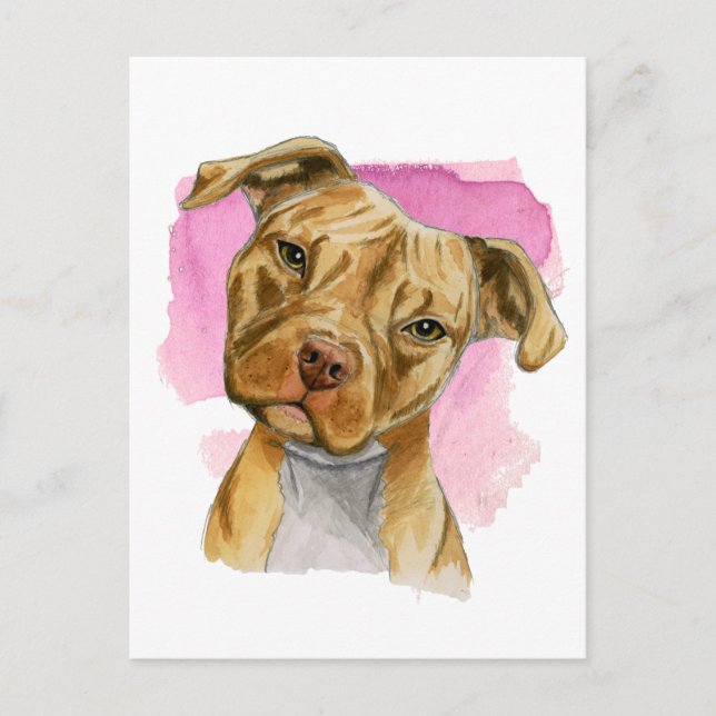 Carte Postale Peinture à l'aquarelle de Chien Tilt Tilt Tilt (Devant)