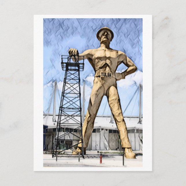 Carte Postale Peinture à l'aquarelle de la statue de Driller d'o (Devant)