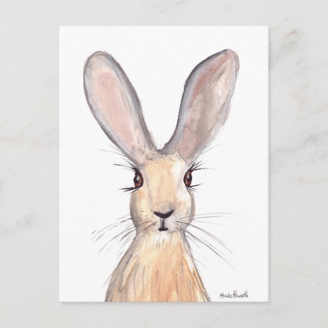 Carte Postale Peinture à l'aquarelle de lièvre (Devant)