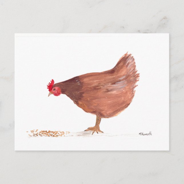 Carte Postale Peinture à l'aquarelle de poulet (Devant)