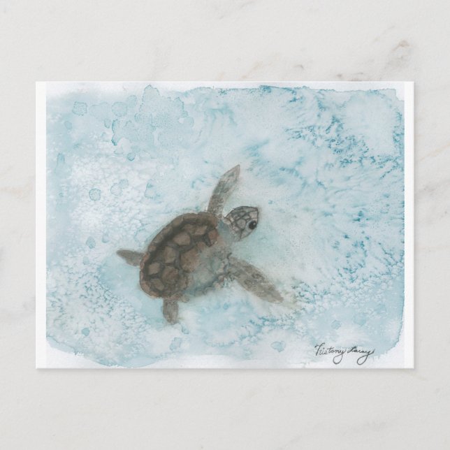 Carte Postale Peinture à l'aquarelle de tortue (Devant)