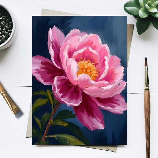 Carte Postale Peinture à l'aquarelle florale rose (Créateur téléchargé)
