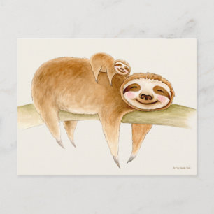 Carte Postale Peinture à l'eau douce et mignonne pour bébé