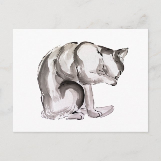 Carte Postale Peinture à l'encre pour lave-chats (Devant)
