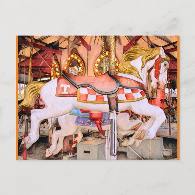 Carte Postale Peinture à l'huile de cheval du carrousel du Tenne (Devant)