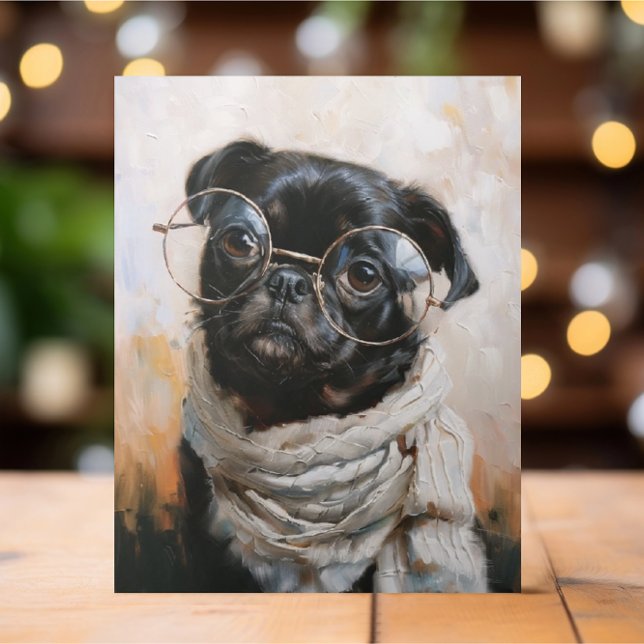 CARTE POSTALE PEINTURE À L'HUILE DE CHIEN FRAÎCHE (Créateur téléchargé)