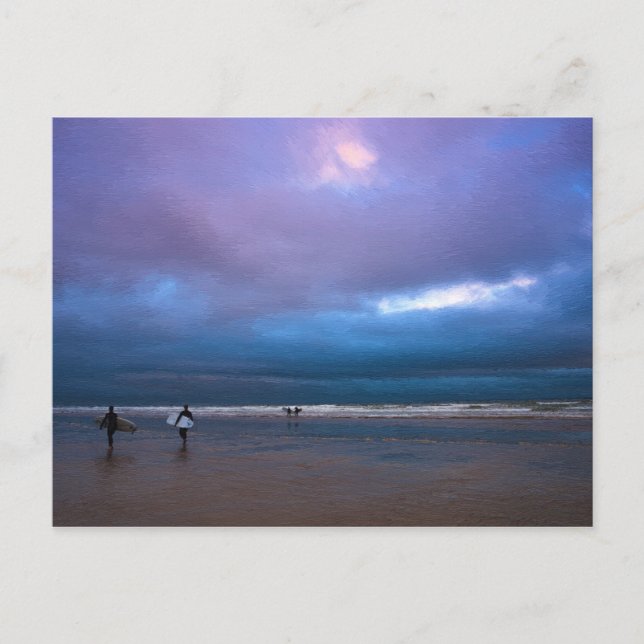 Carte Postale Peinture à l'huile d'océan violet foncé moody (Devant)