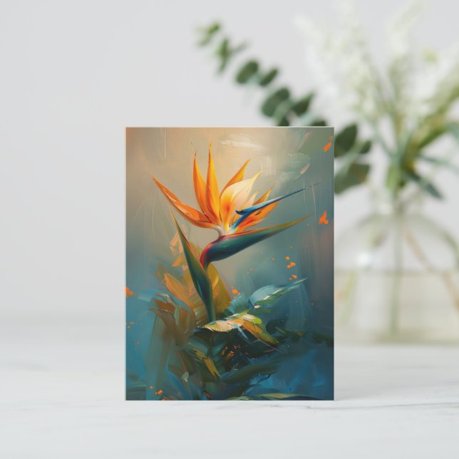 Carte Postale Peinture à l'huile d'Oiseau du Paradis (Debout devant)