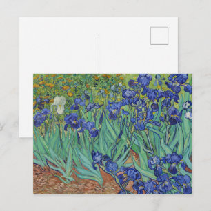 Carte Postale Peinture à l'huile florale Irises bleues célèbres 