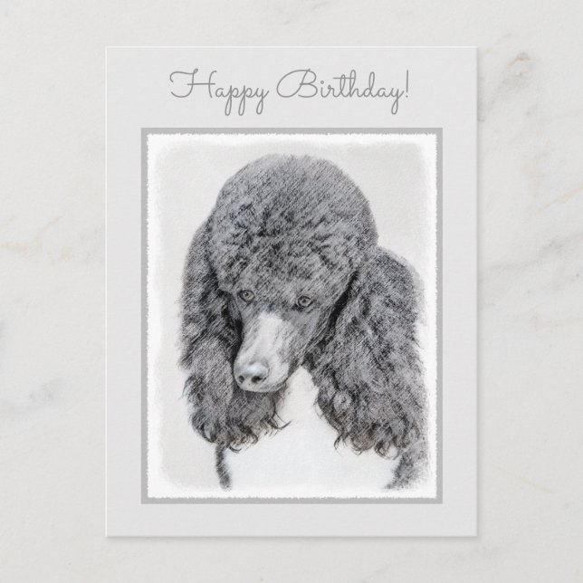 Carte Postale Peinture à paille noire standard - Art du chien (Devant)