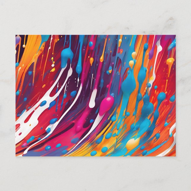 Carte Postale Peinture abstraite colorée qui s'égoutte (Devant)