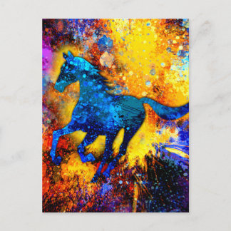 Carte Postale Peinture Abstraite de Cheval en Course