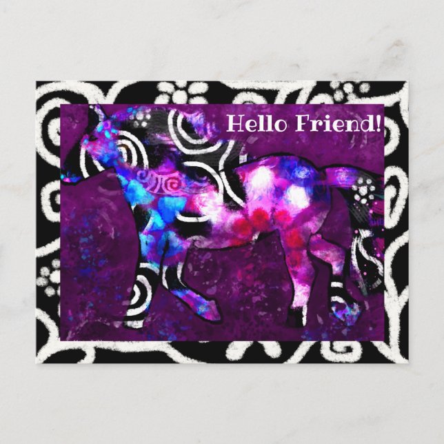 Carte Postale - Peinture Abstraite Whimsical Cheva (Devant)