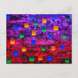 Carte Postale Peinture acrylique Abstraite moderne colorée