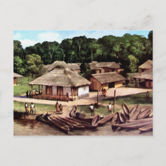 Carte Postale peinture acrylique du village du Congo