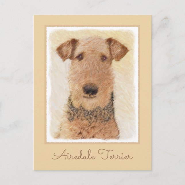 Carte Postale Peinture Airedale Terrier - Cute Original Art (Devant)