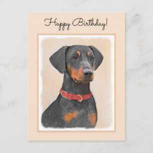 Carte Postale Peinture allemande Pinscher - jolie art original c