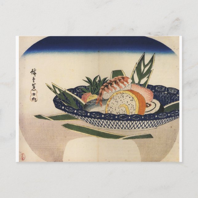 Carte Postale Peinture ancienne d'un bol de sushi vers les année (Devant)
