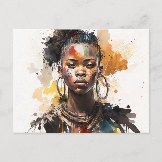 Carte Postale Peinture aquarelle, Belles femmes de la tribu afri (Devant)