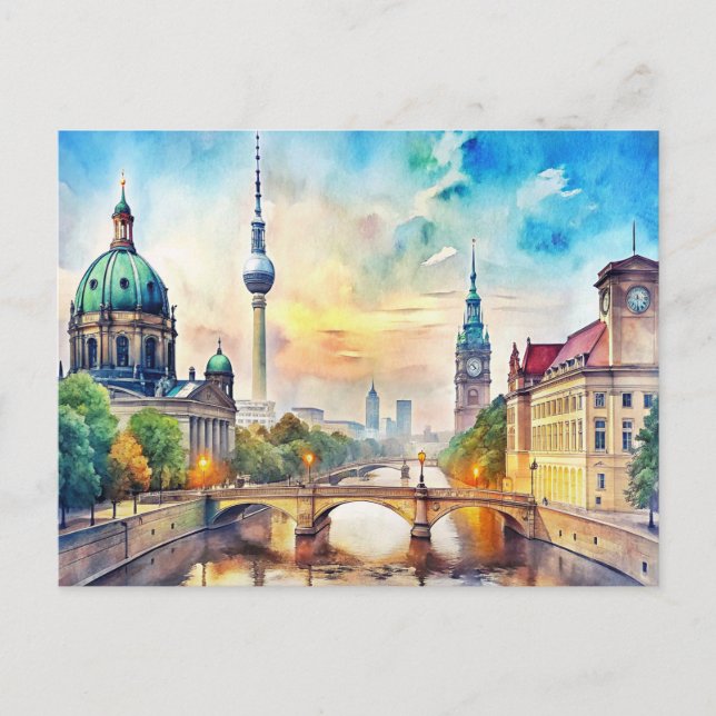 Carte Postale Peinture aquarelle de Berlin (Devant)