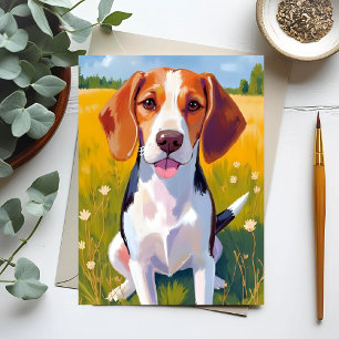Carte Postale Peinture aquarelle de chien Beagle