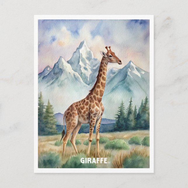 Carte Postale Peinture aquarelle de girafe (Devant)