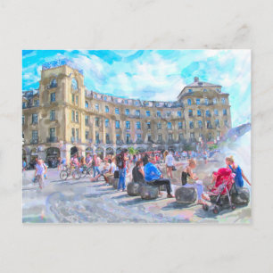 Carte Postale Peinture aquarelle de Stachus à Munich.