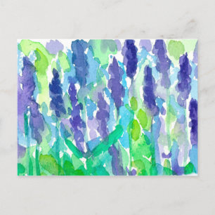 Carte Postale Peinture aquarelle du jardin de lavande