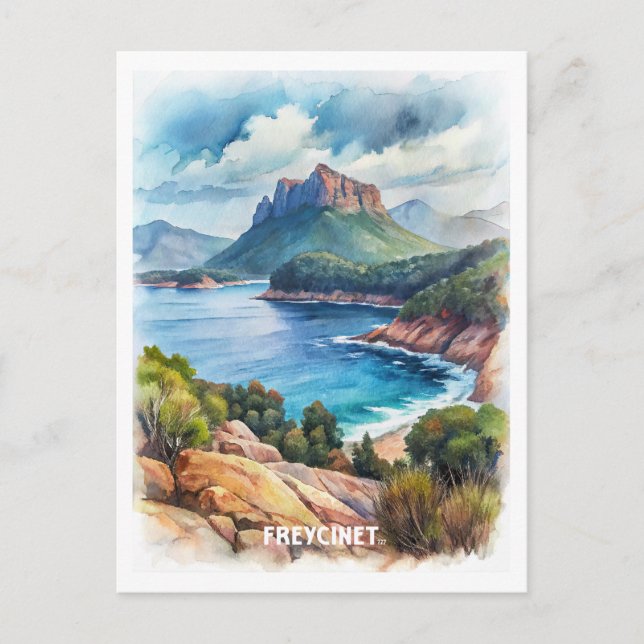 Carte Postale Peinture aquarelle du parc national de Freycinet (Devant)
