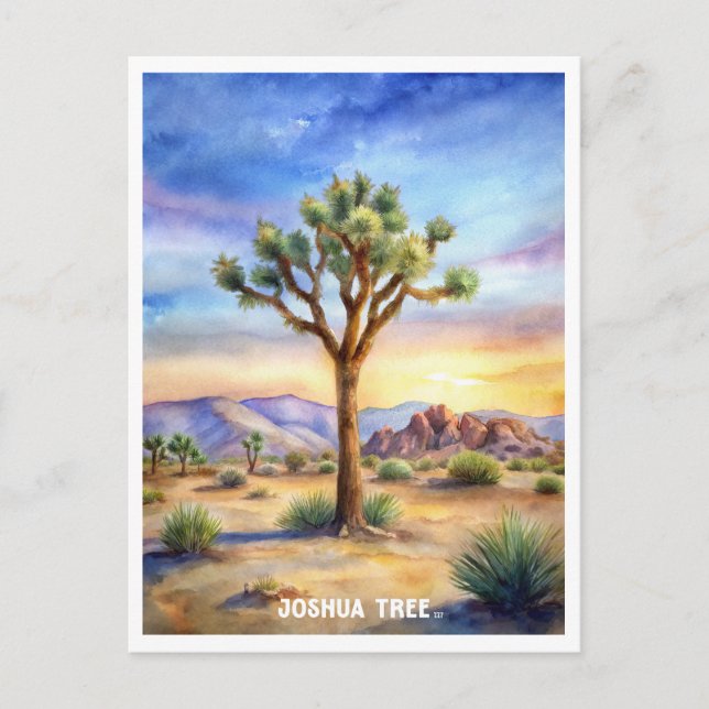 Carte Postale Peinture aquarelle du parc national de Joshua Tree (Devant)