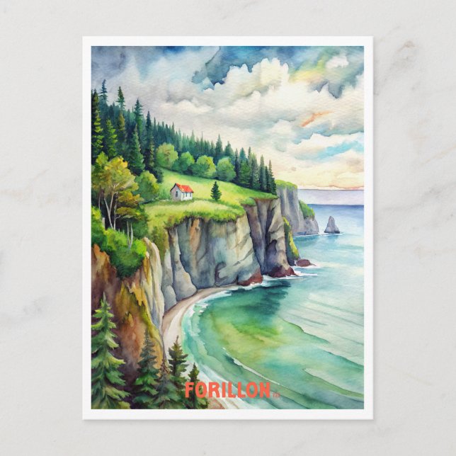 Carte Postale Peinture aquarelle du parc national Forillon (Devant)