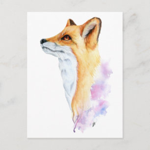 Carte postale Peinture aquarelle Red Fox