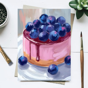 Carte Postale Peinture aquarelle tarte aux myrtilles