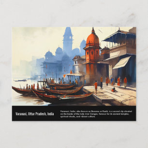 Carte Postale Peinture aquarelle Varanasi   Travel Inde