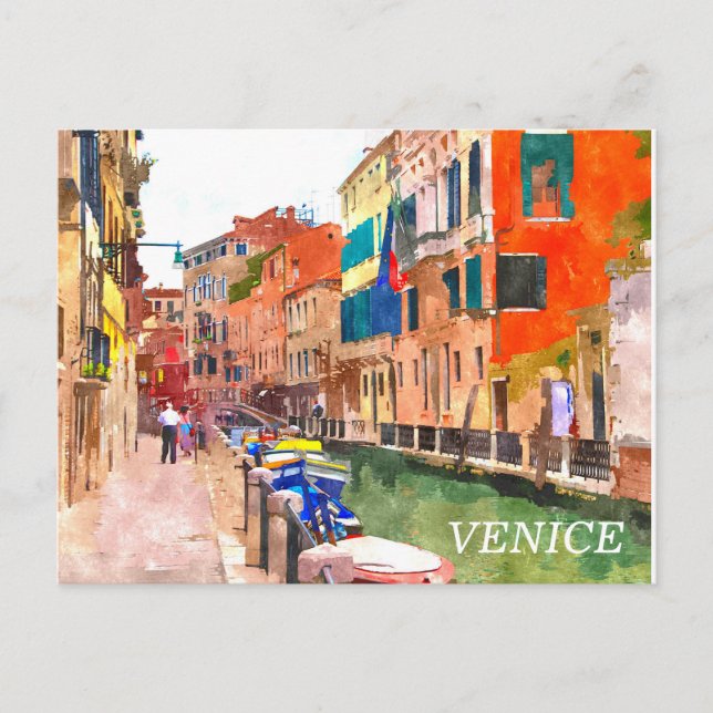 Carte postale peinture aquarelle Venise (Devant)