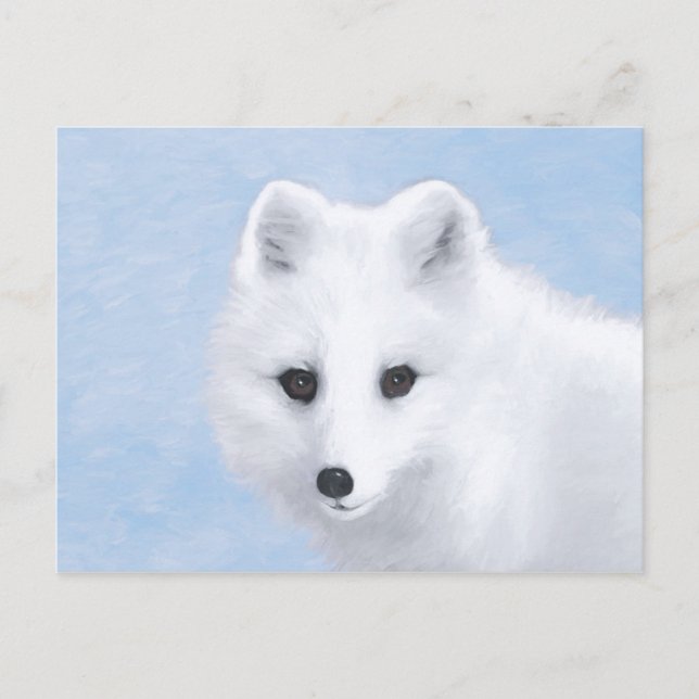 Carte Postale Peinture Arctic Fox - Art original de la faune (Devant)