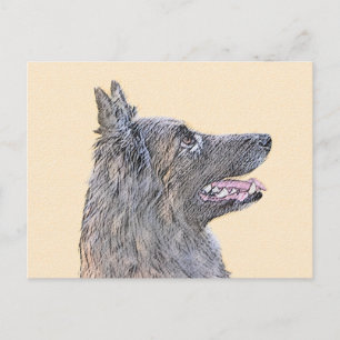 Carte Postale Peinture belge Tervuren - Cute Original Chien Art