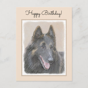 Carte Postale Peinture belge Tervuren - Cute Original Chien Art