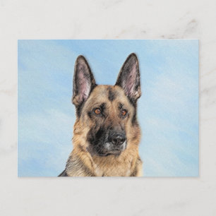 Carte Postale Peinture berger allemande - jolie art original chi
